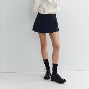 Zara Skort Pleated Detail Navy New